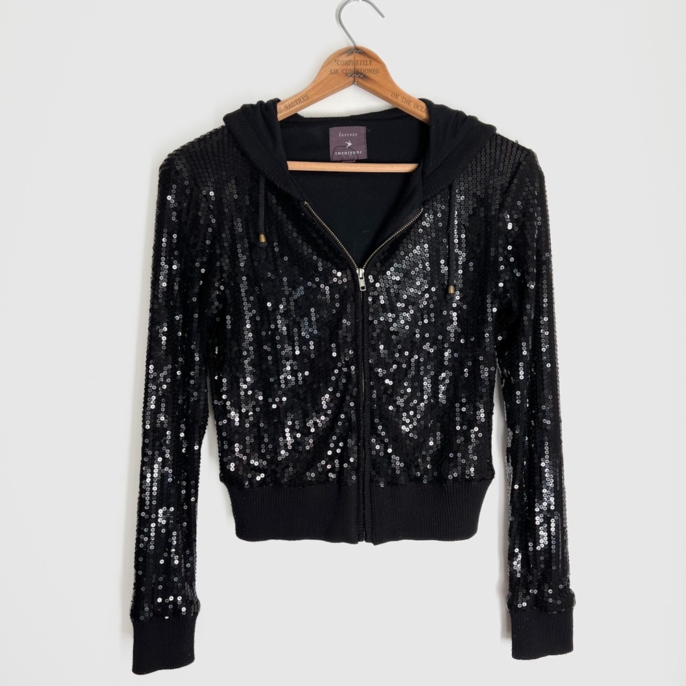F21 Forever 21 Y2K Sequin Grunge Hoodie